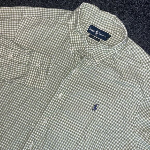 Ralph Lauren Green Gingham Check Long Sleeve Button Classic Fit Shirt Mens L - Picture 4 of 9